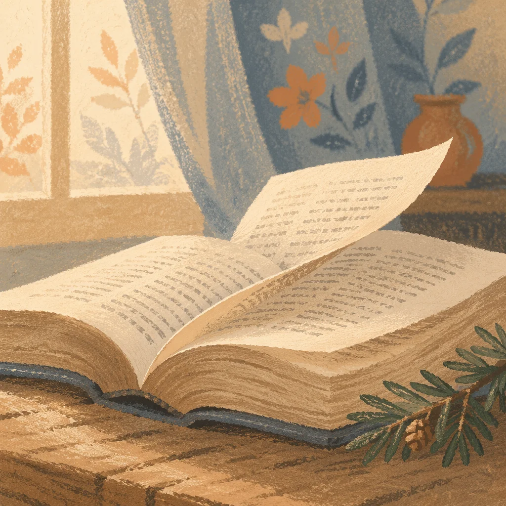 Open Bible Pages Turning in Gentle Breeze