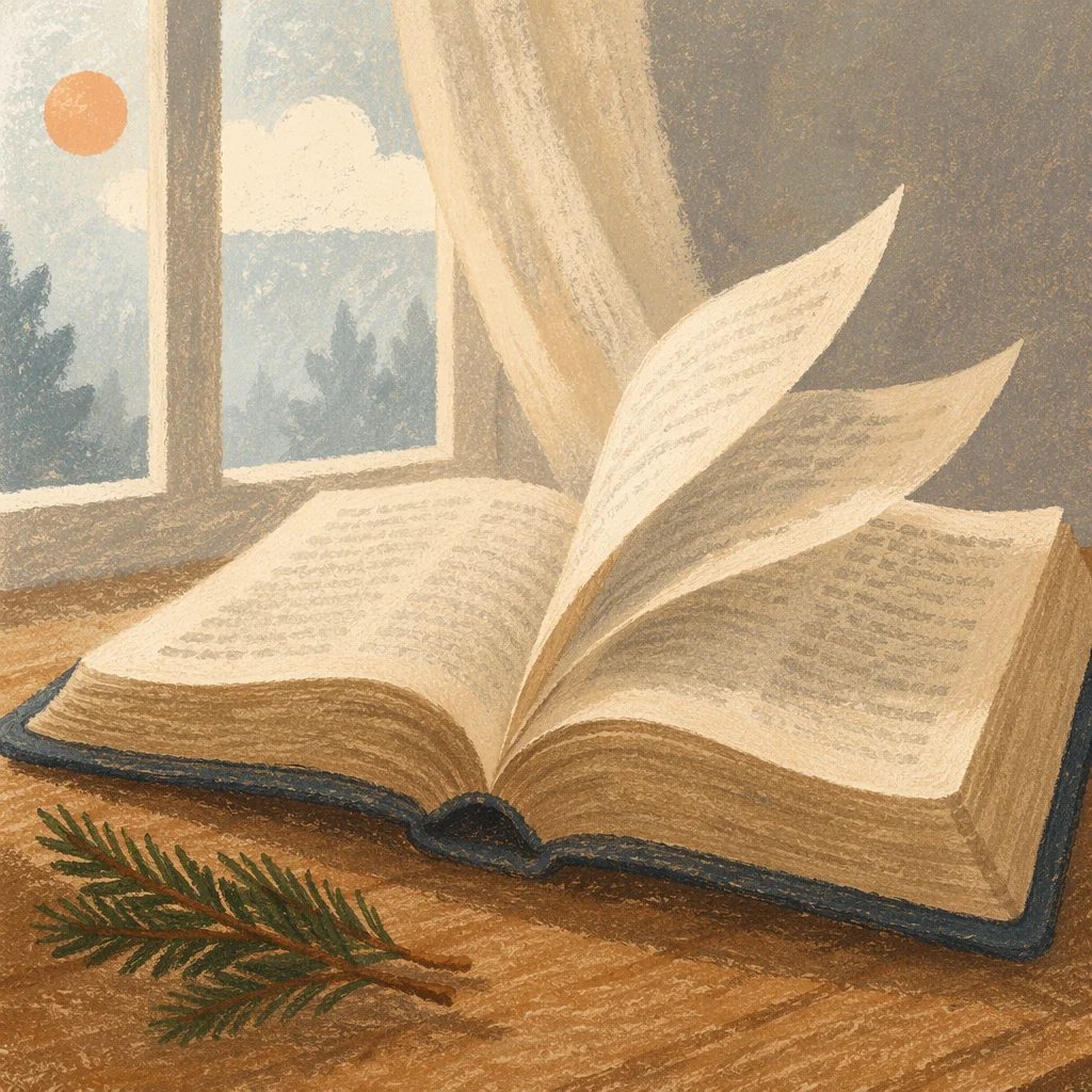 Open Bible Pages in Gentle Breeze