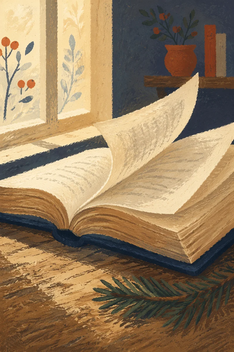 Open Bible Pages Turning in Gentle Breeze