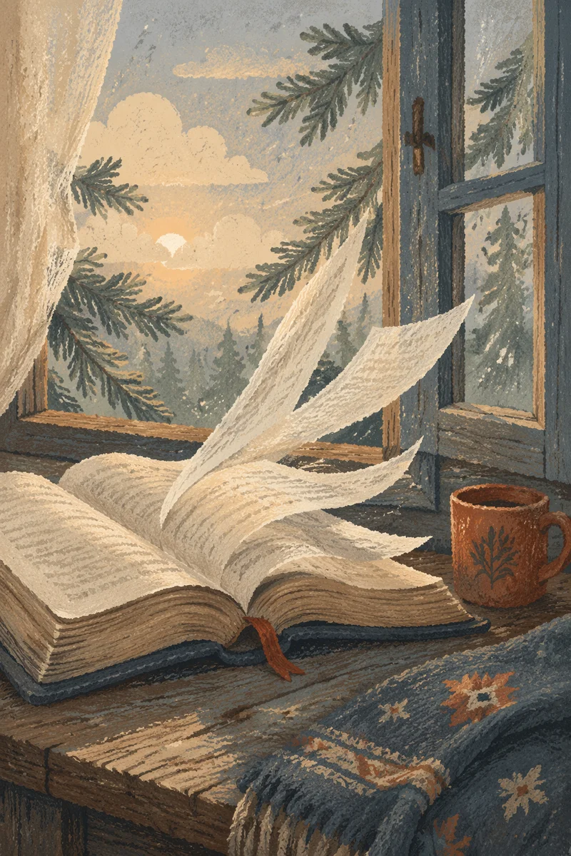 Wind-Turned Bible Pages by Evergreen Window