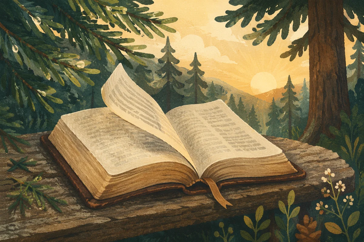 Open Bible Pages Turning at Sunrise