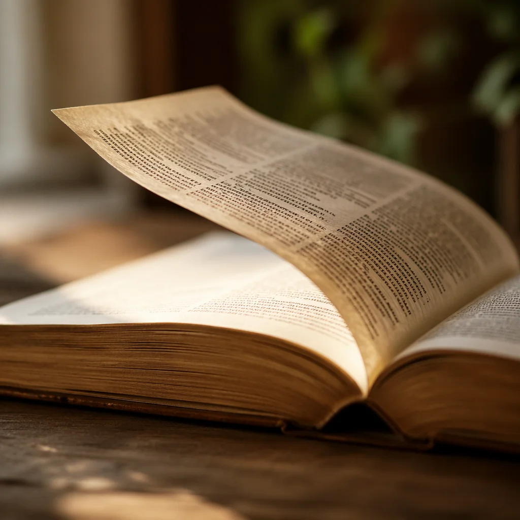 Open Bible Pages Turning in Gentle Breeze