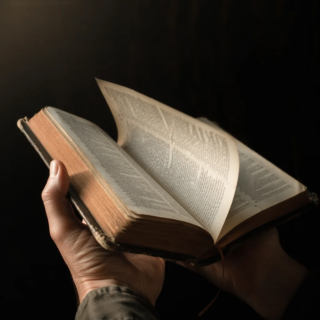 Open Bible Pages Turning in Breeze