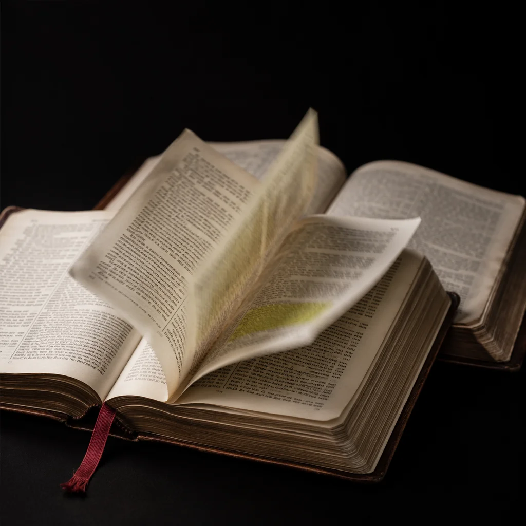 Open Bible Pages Turning in Wind