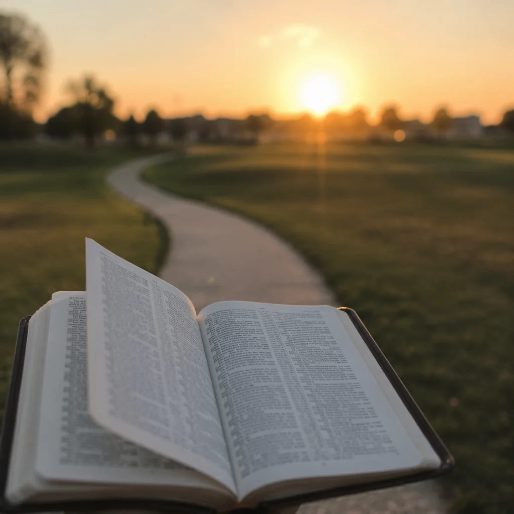 Open Bible Pages Turning in Breeze