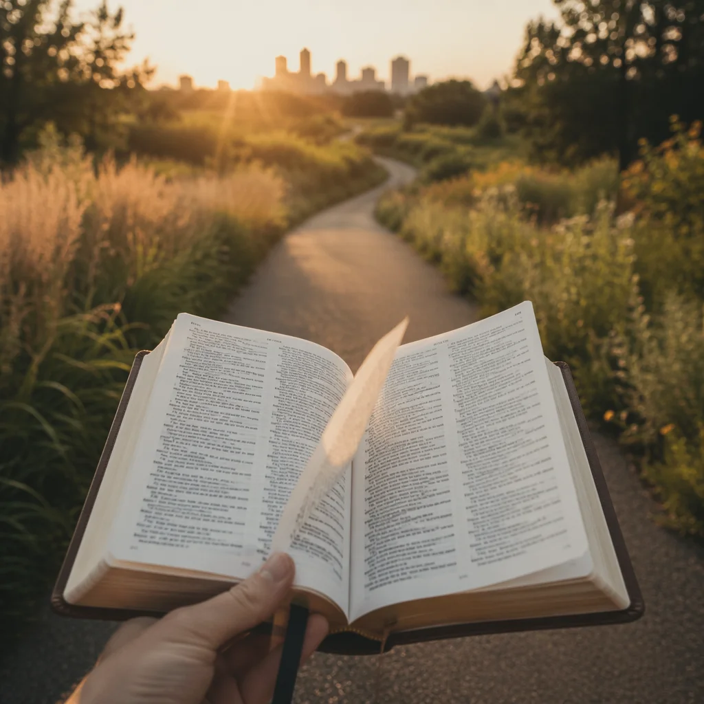 Open Book with Pages Turning Outdoors
