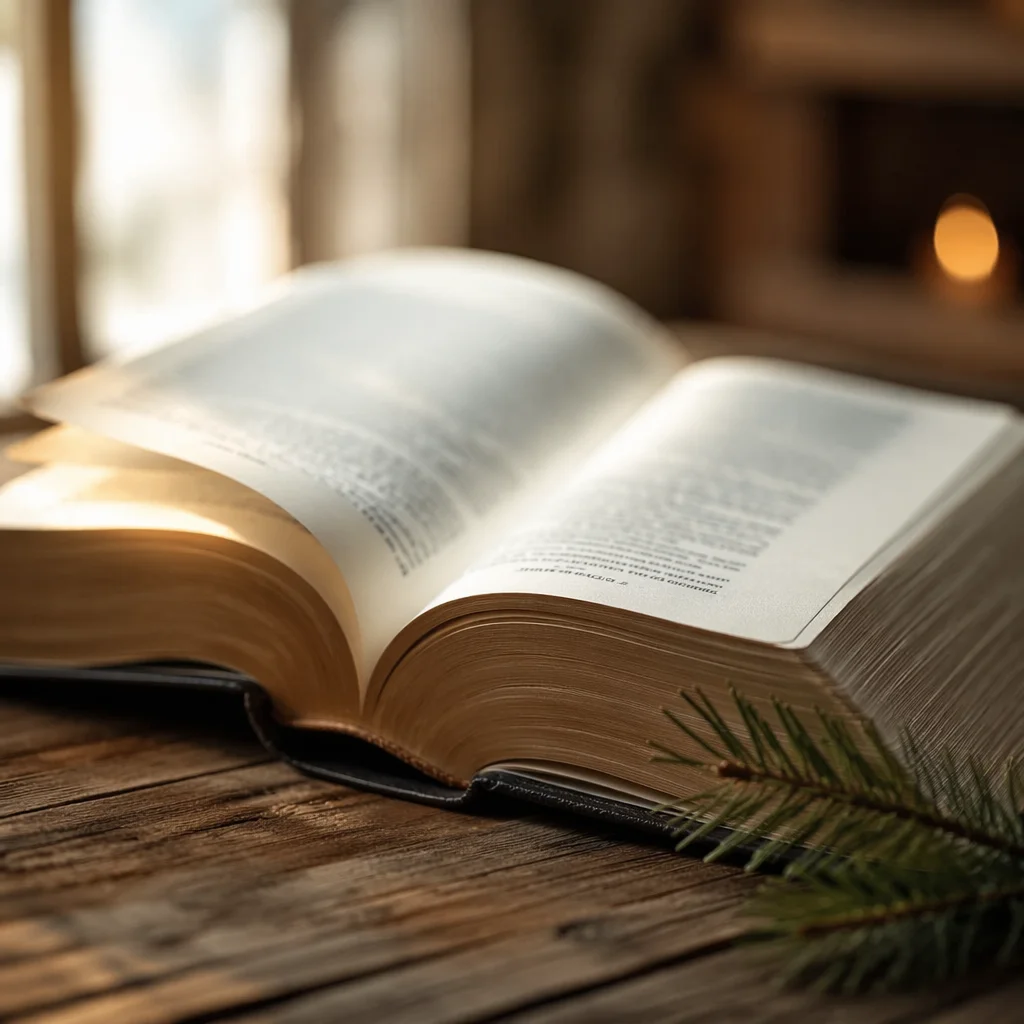 Open Bible Pages Turning in Gentle Breeze