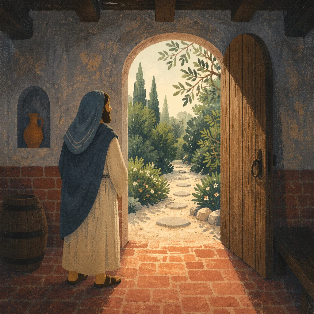 Open Door to Evergreen Garden Light