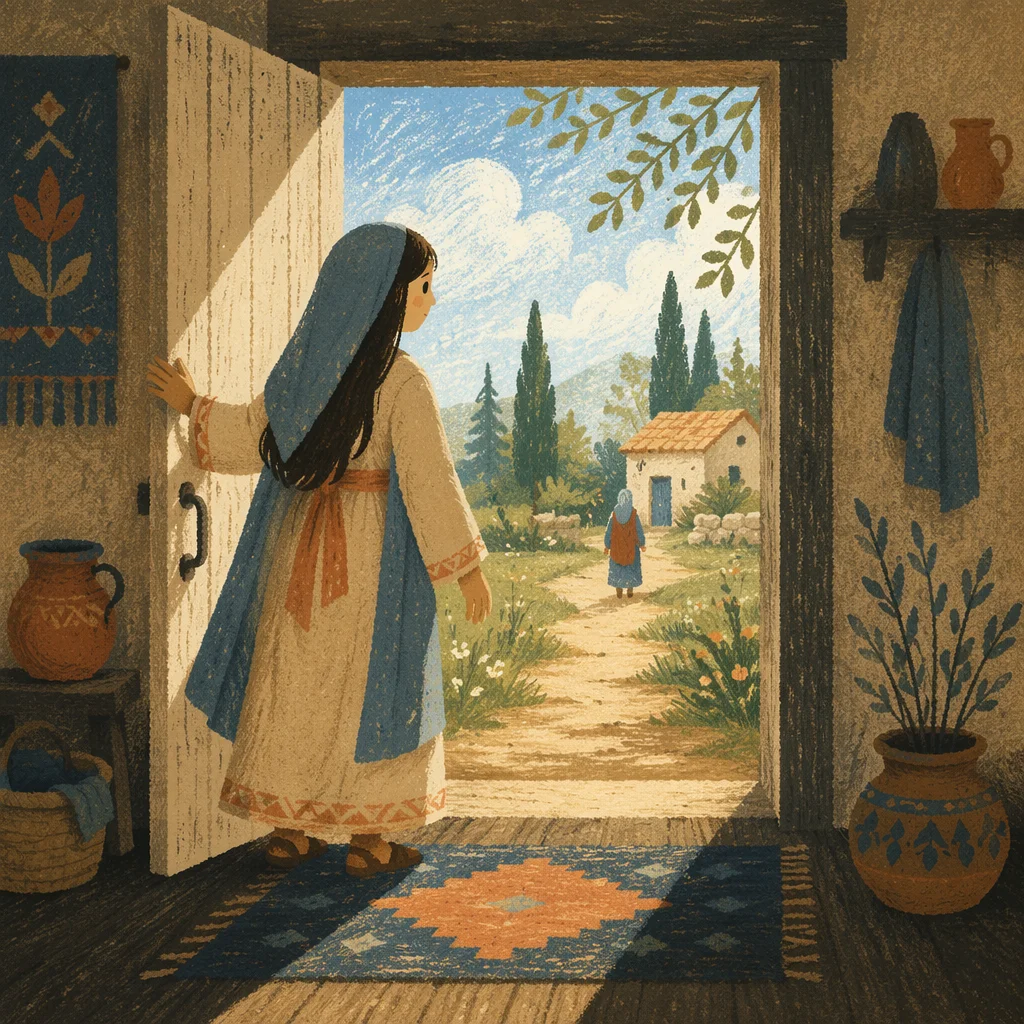 Open Cottage Door with Hopeful Light