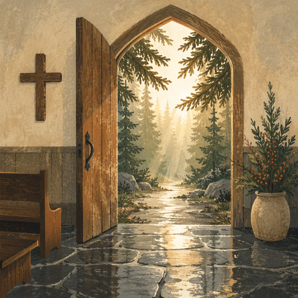 Open Chapel Door to Evergreen Light
