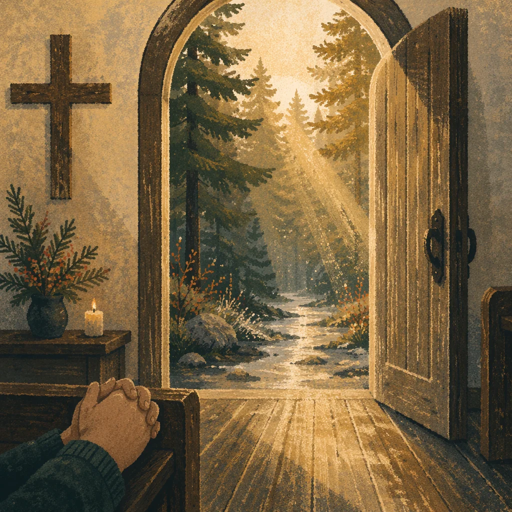 Open Chapel Door to Evergreen Light