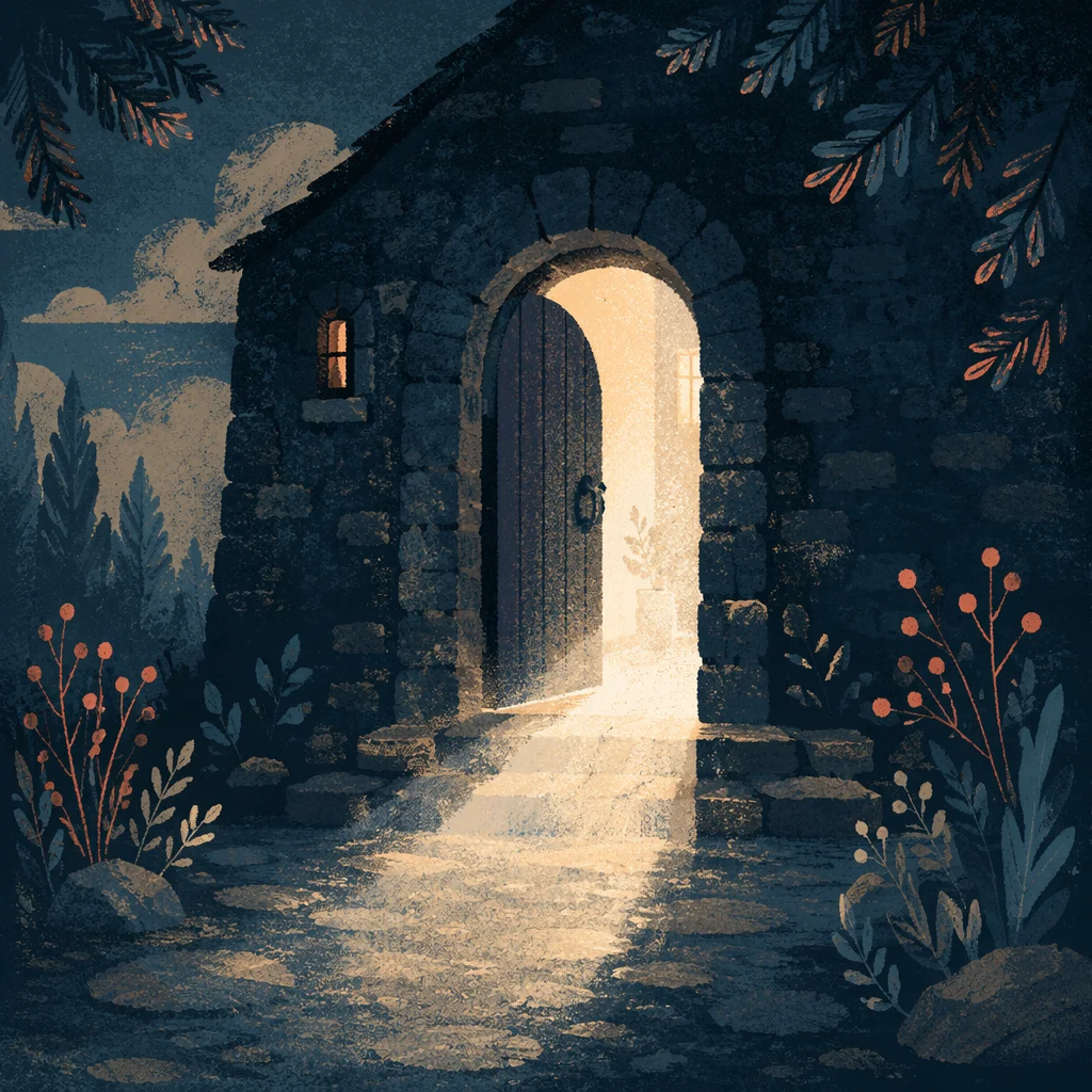 Open Retreat Door with Welcoming Light