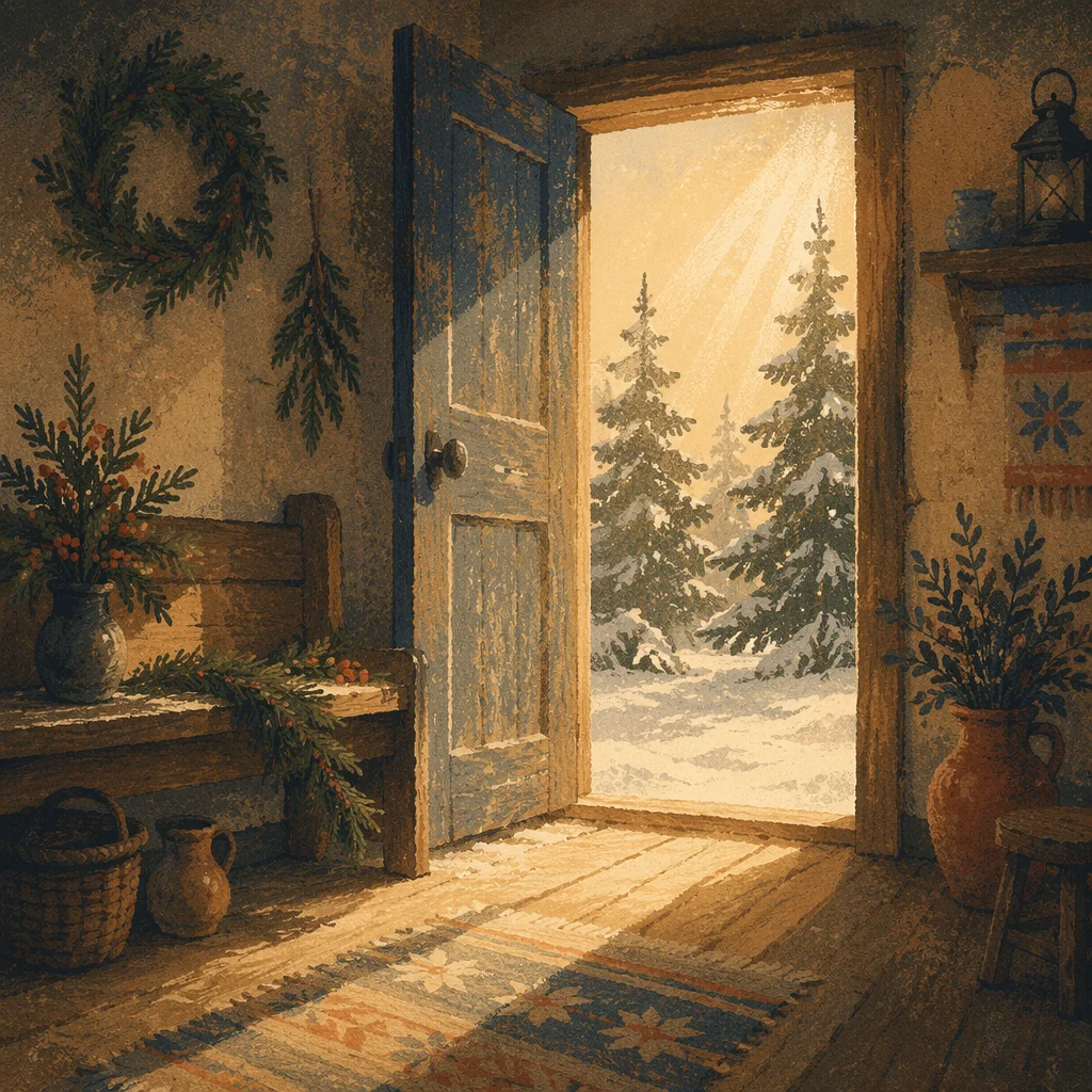 Open Doorway to Evergreen Dawn Light