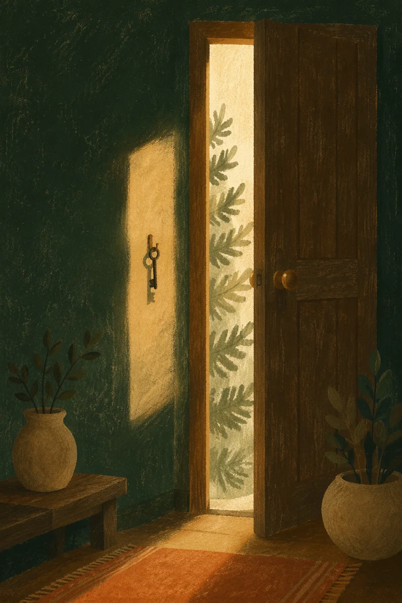 Open Door with Golden Morning Light