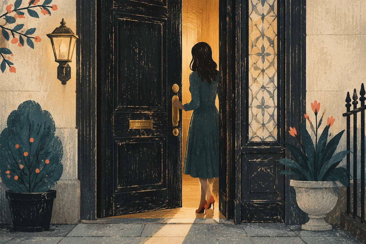 Open Doorway with Warm Streaming Light