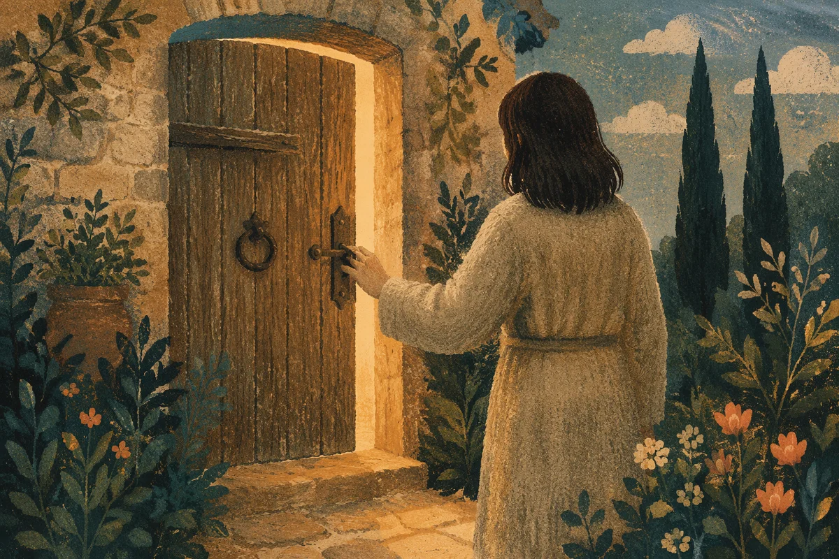 Open Rustic Door with Golden Light
