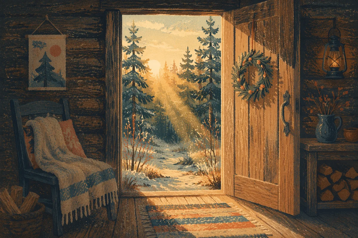 Open Cabin Door with Dawn Light