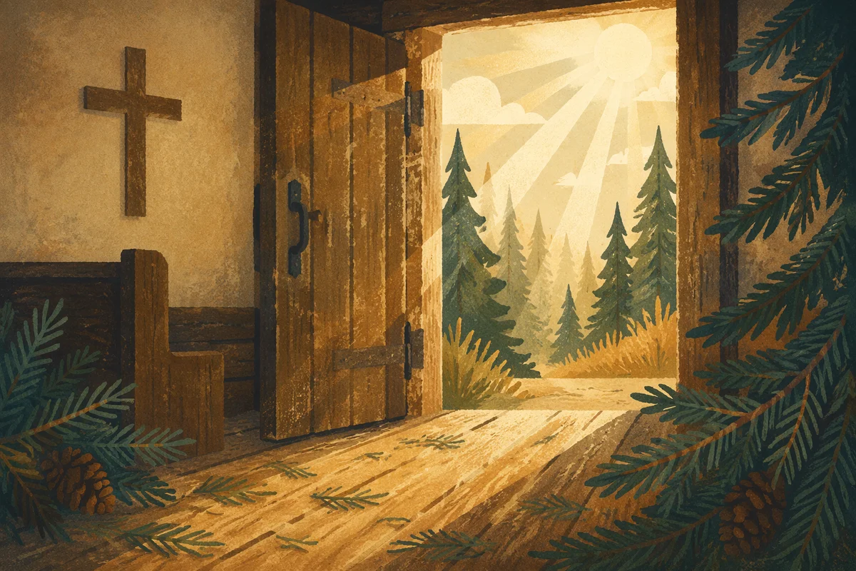 Open Chapel Door with Morning Light