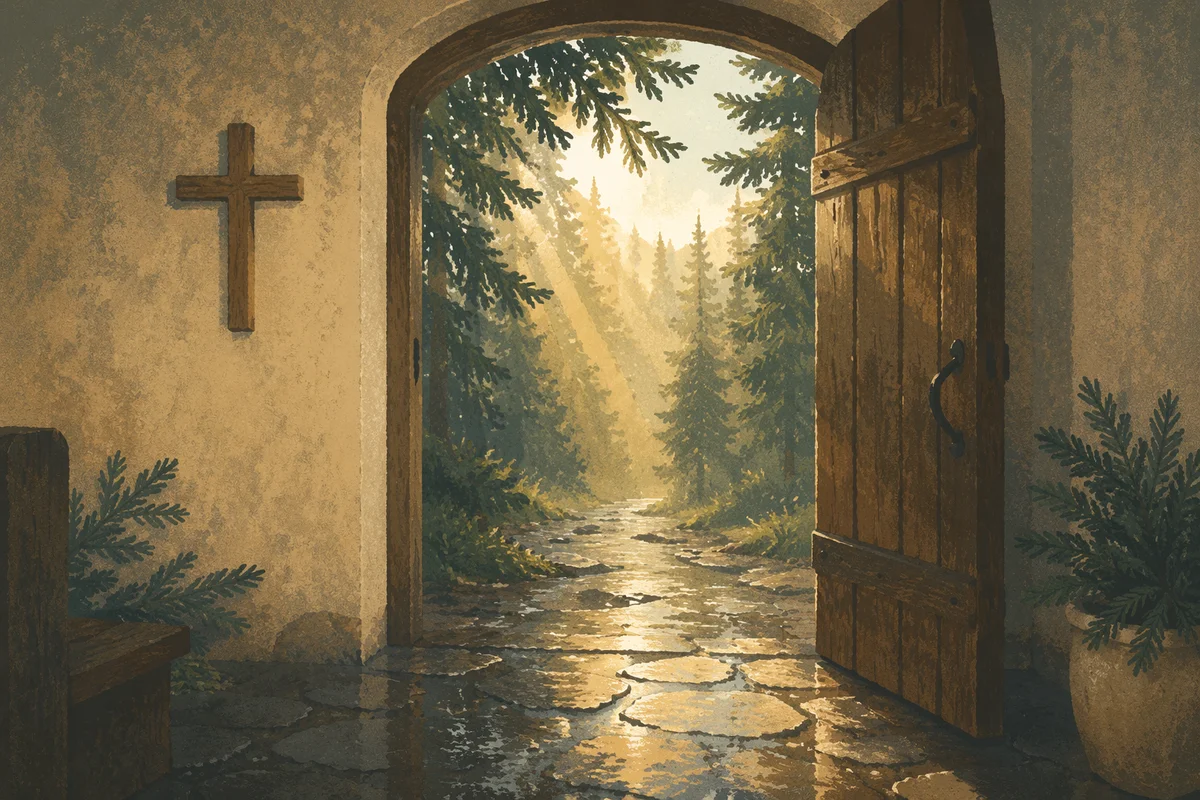 Open Chapel Door to Evergreen Light