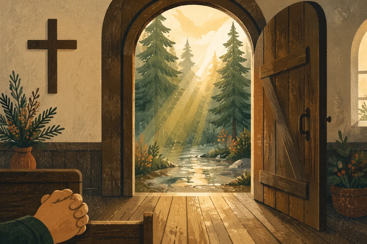 Open Chapel Door to Evergreen Light