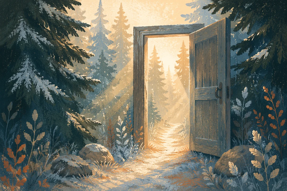 Open Forest Doorway Filled With Morning Light