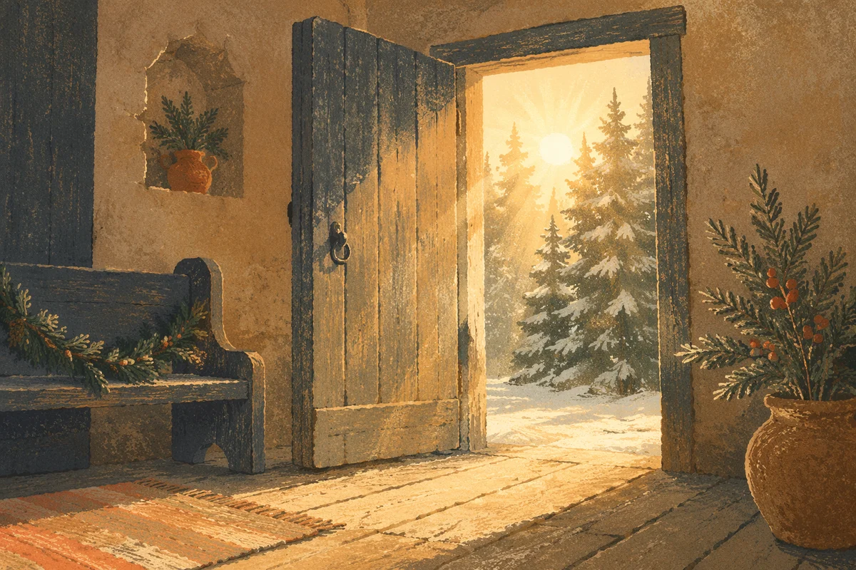 Open Doorway to Evergreen Dawn Light