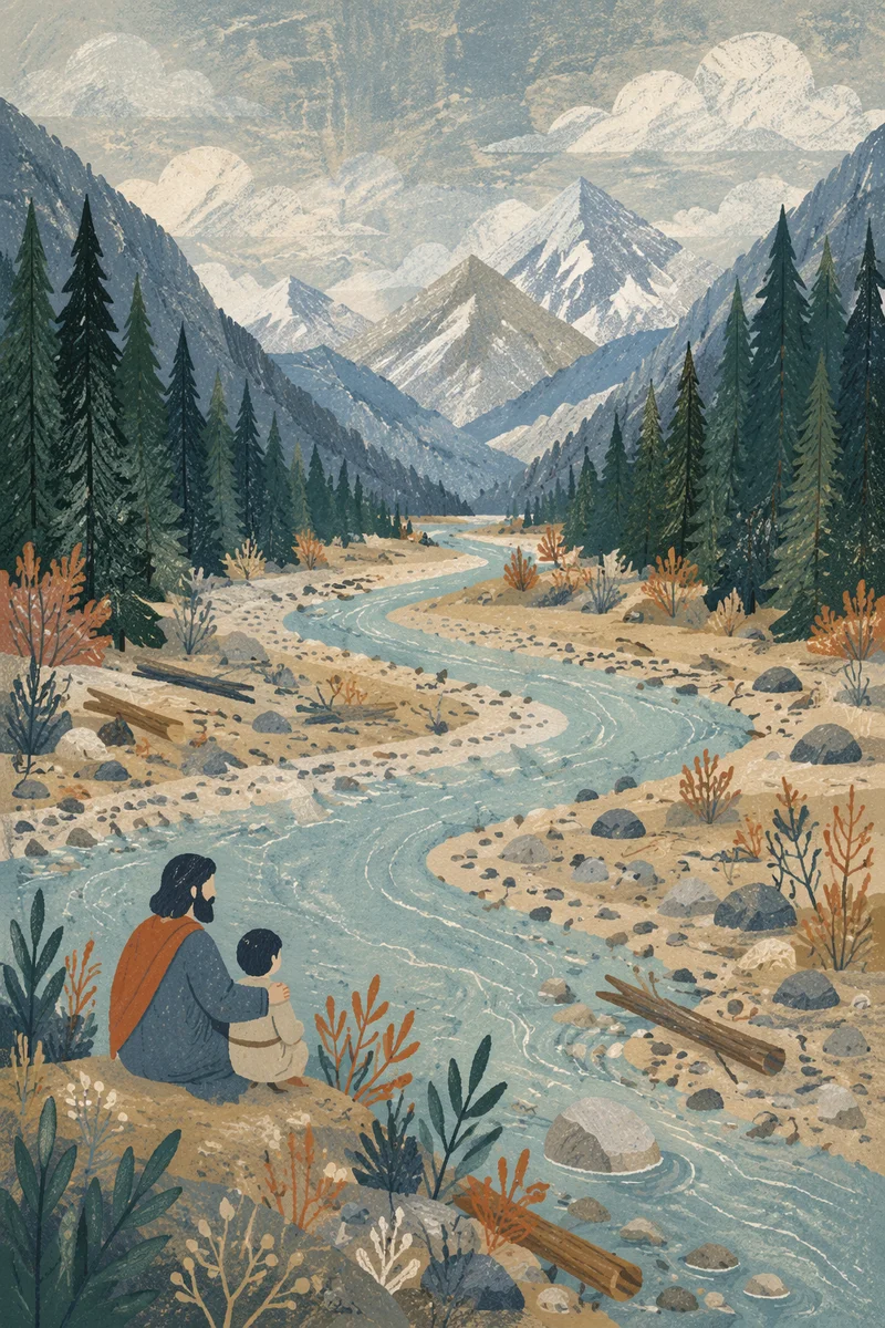 Peaceful Turquoise River in Evergreen Valley