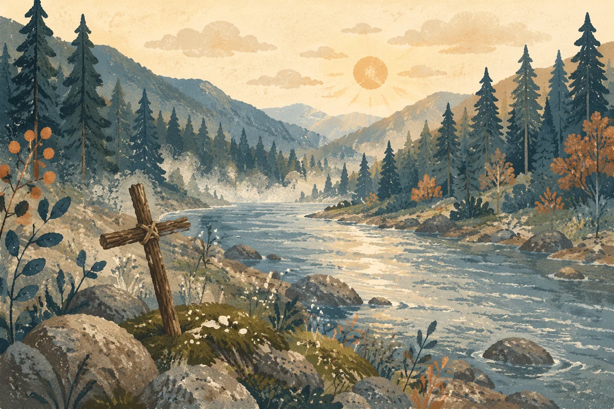 Peaceful Evergreen Valley River at Dawn