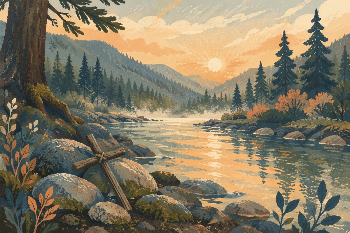 Peaceful Evergreen Valley River at Sunrise