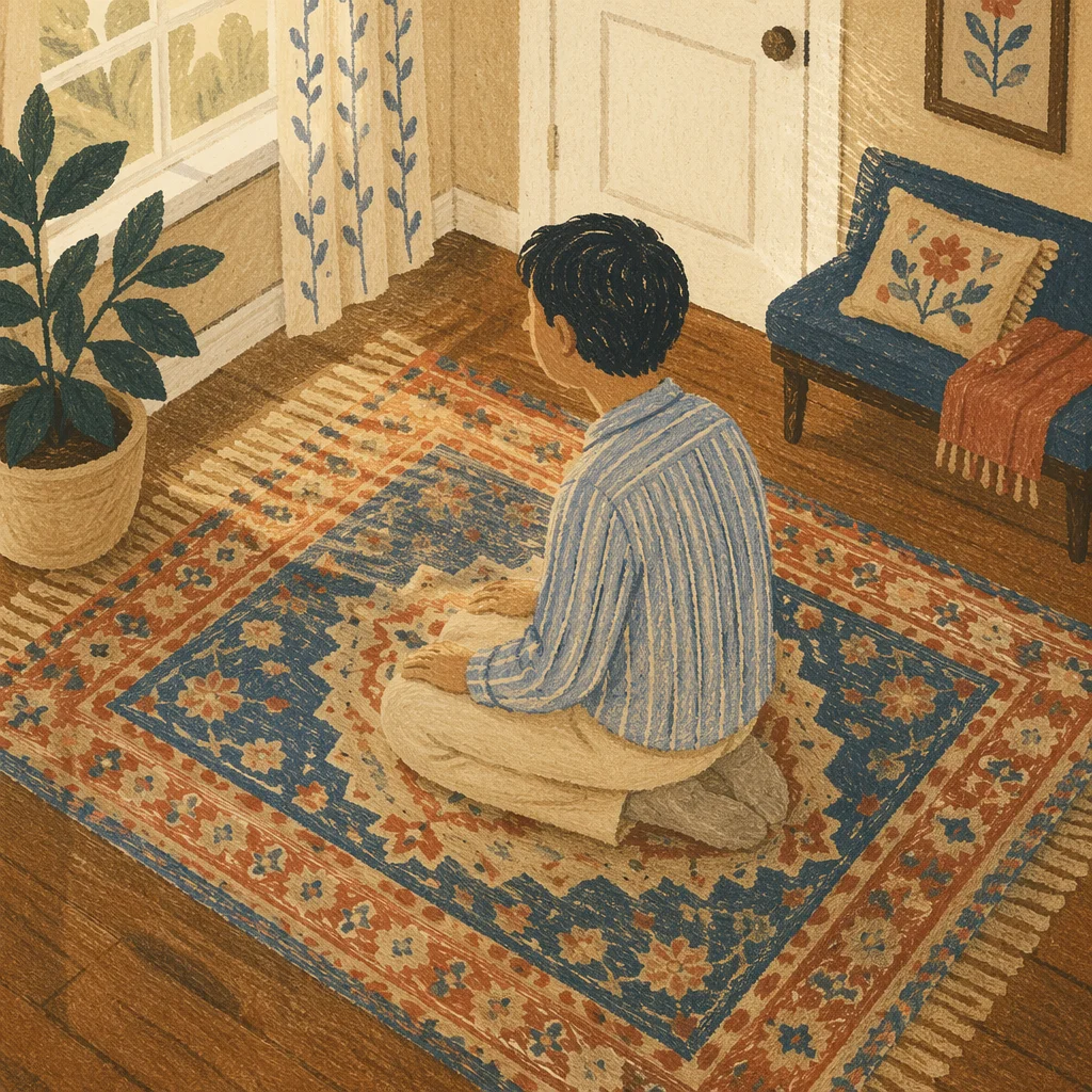 Quiet Home Prayer on Vintage Rug