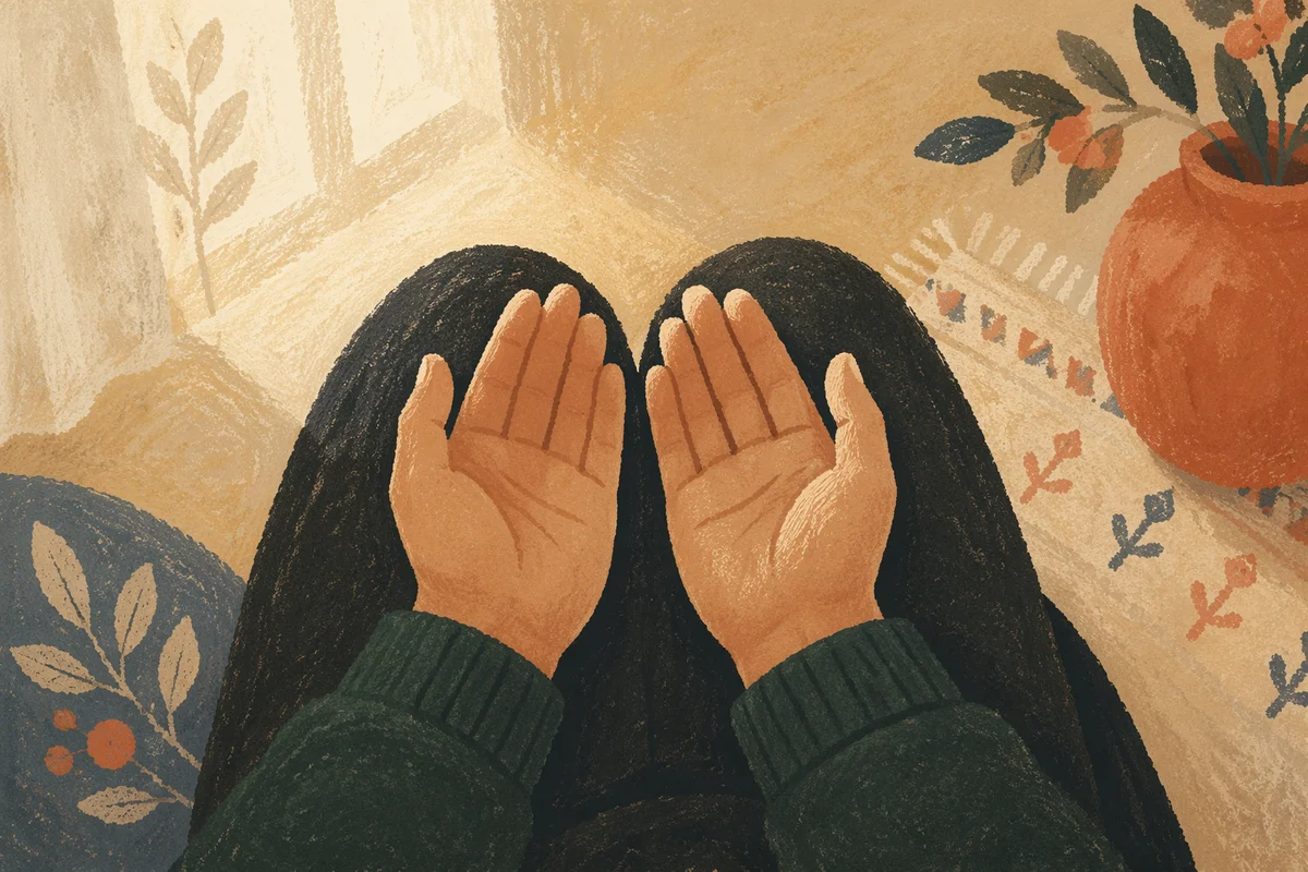 Open Hands in Humble Evergreen Prayer