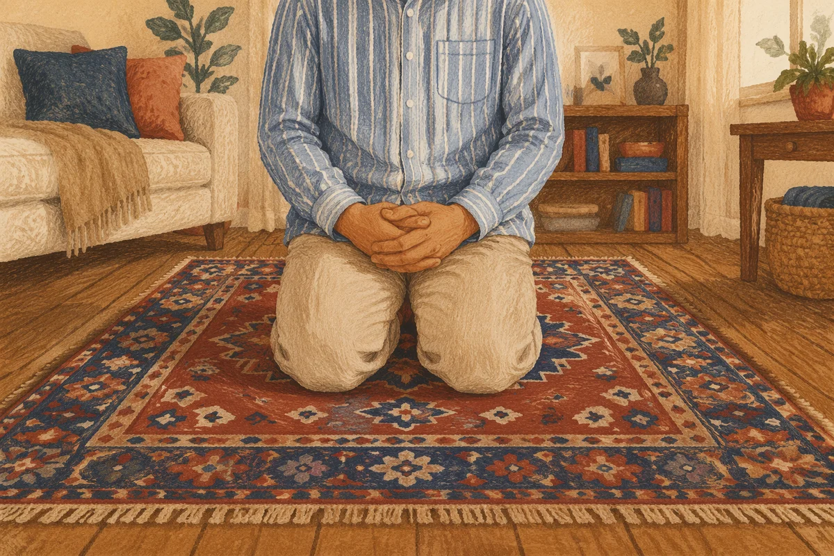 Quiet Prayer on Patterned Living Room Rug
