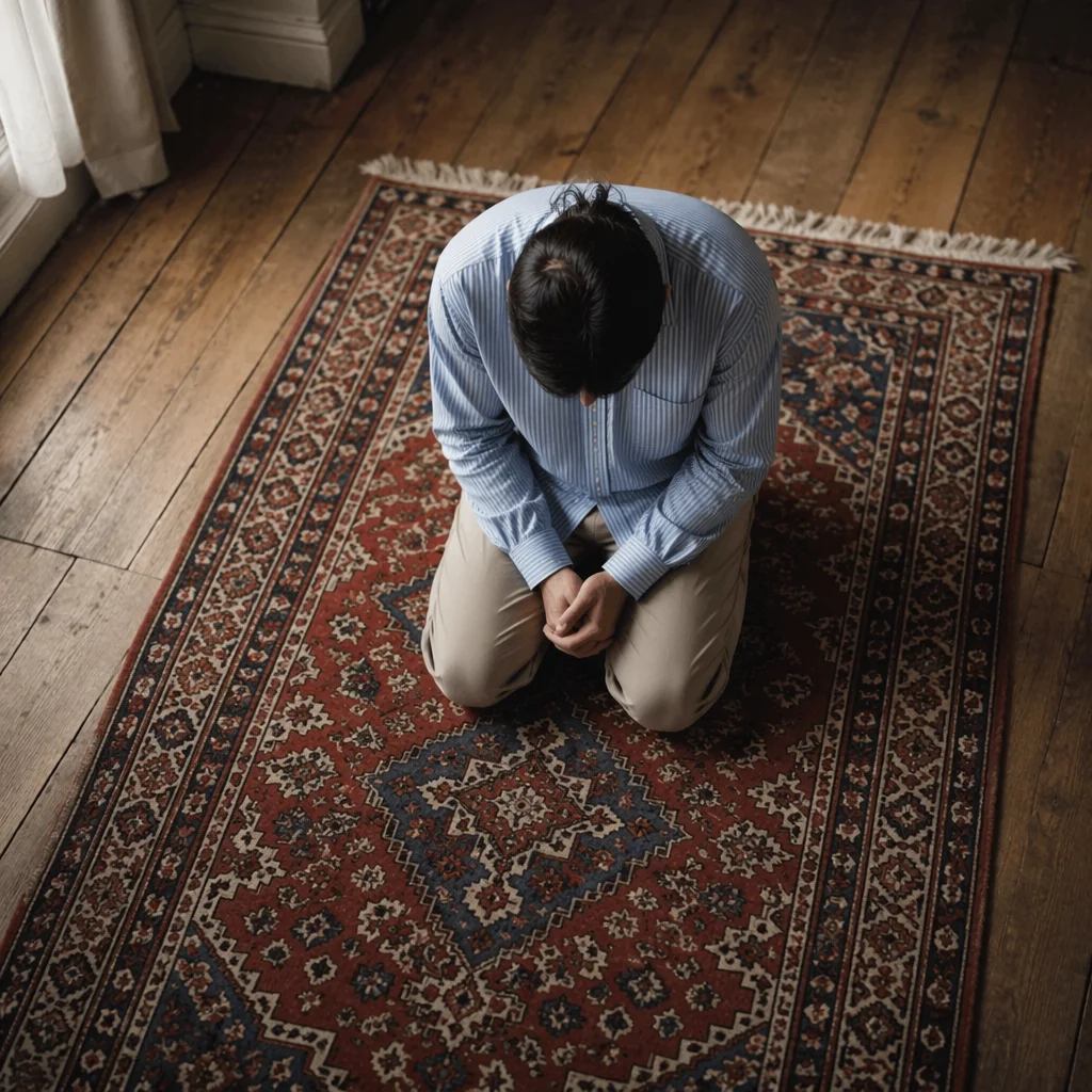 Overhead Prayer on Vintage Rug