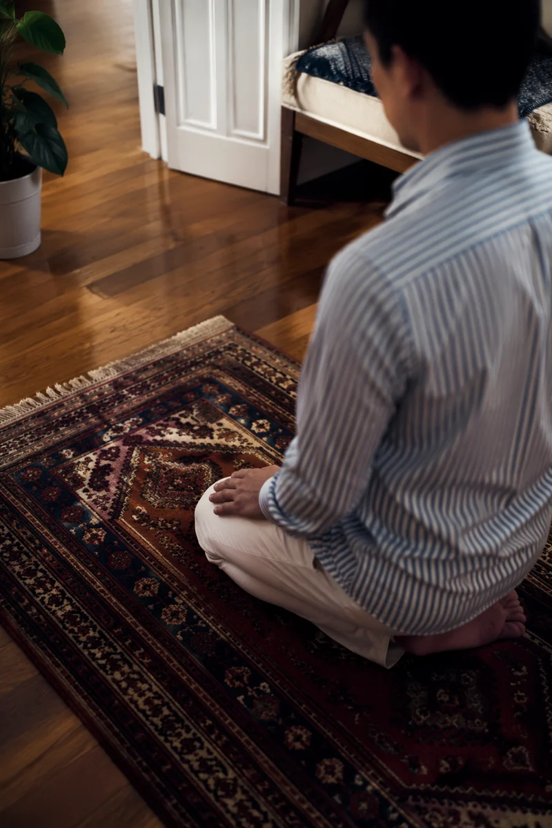 Quiet Home Prayer on Vintage Rug
