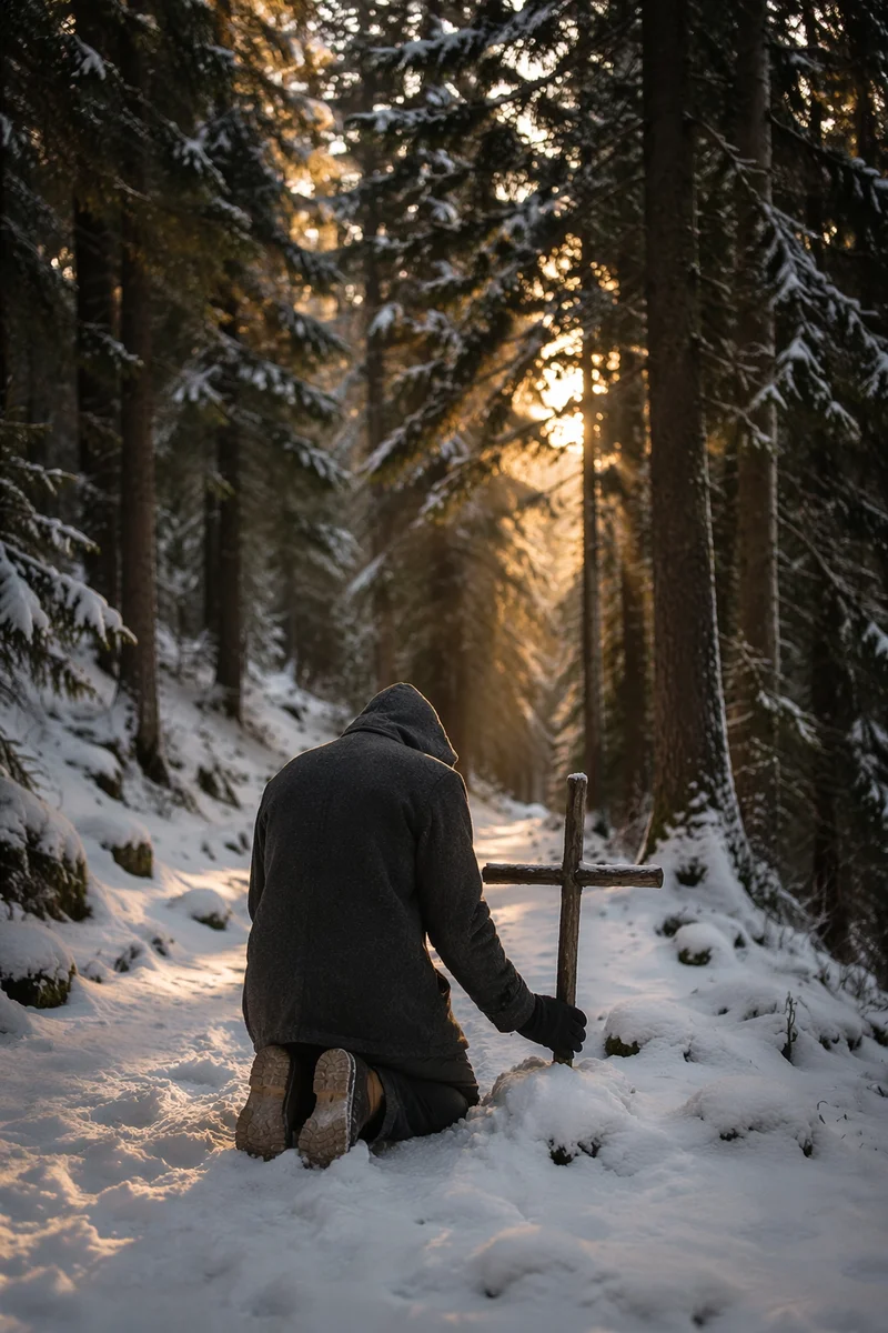 Winter Prayer Beneath Evergreen Trees