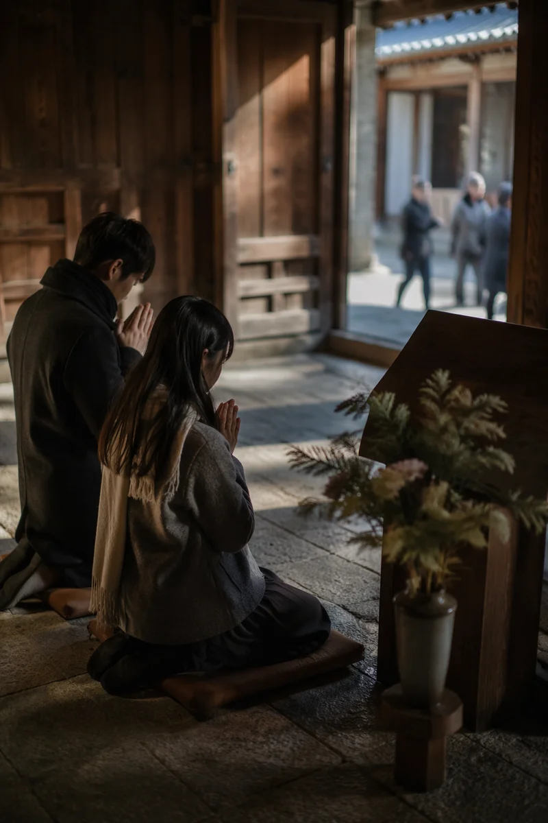 Quiet Prayer in a Wooden Chapel