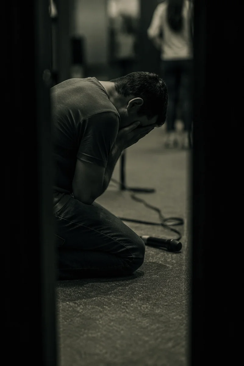 Person Kneeling in Prayer Indoors