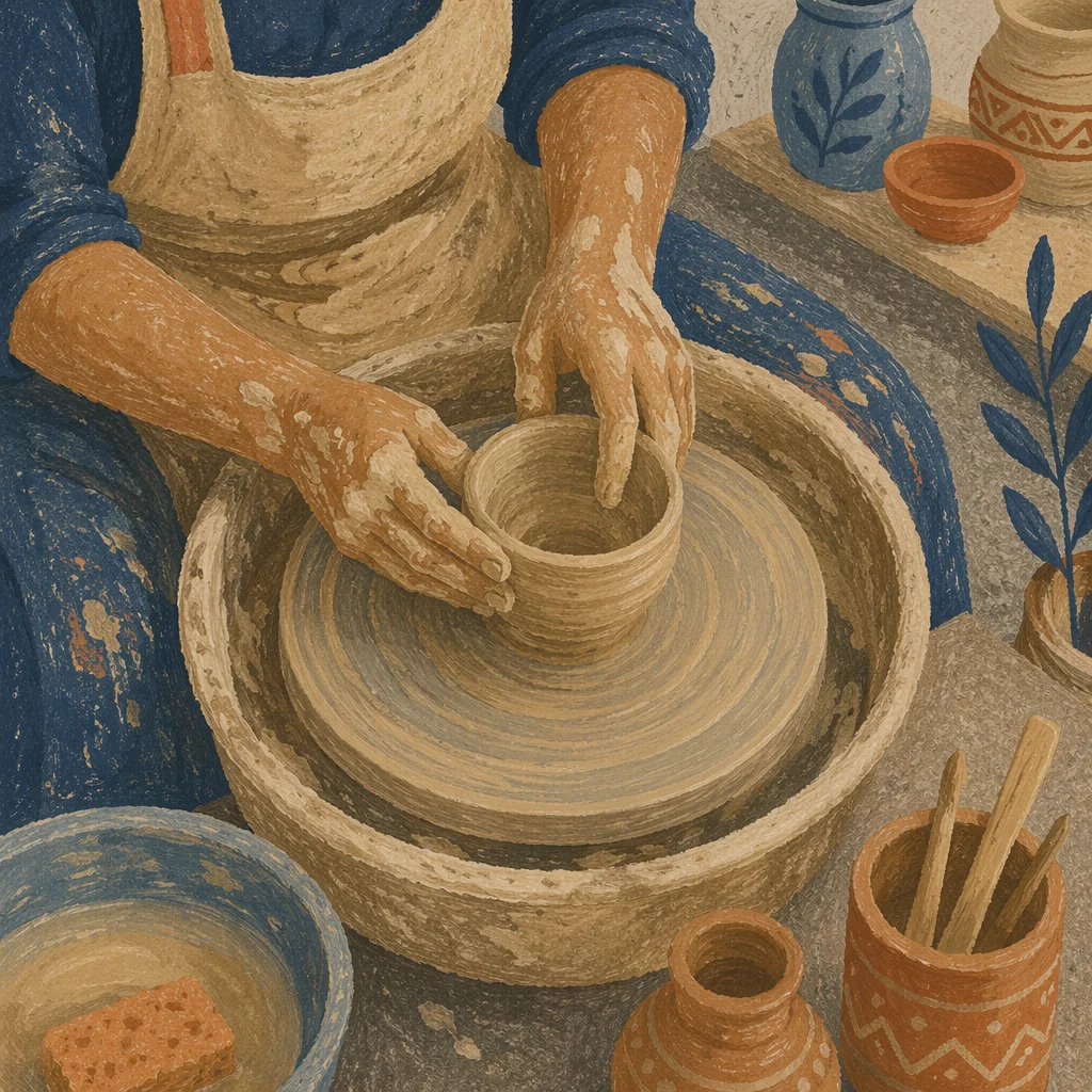 Potter Hands Shaping Clay Bowl