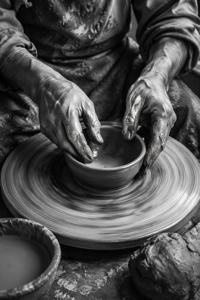 Potter Hands Shaping Clay Bowl