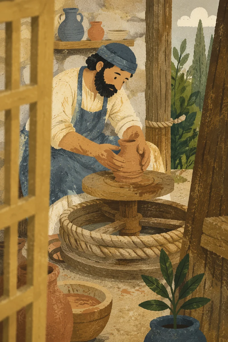 Potter Hands Shaping Terracotta Clay Vessel