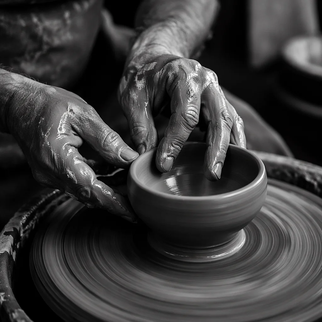 Potter Hands Shaping Clay Bowl