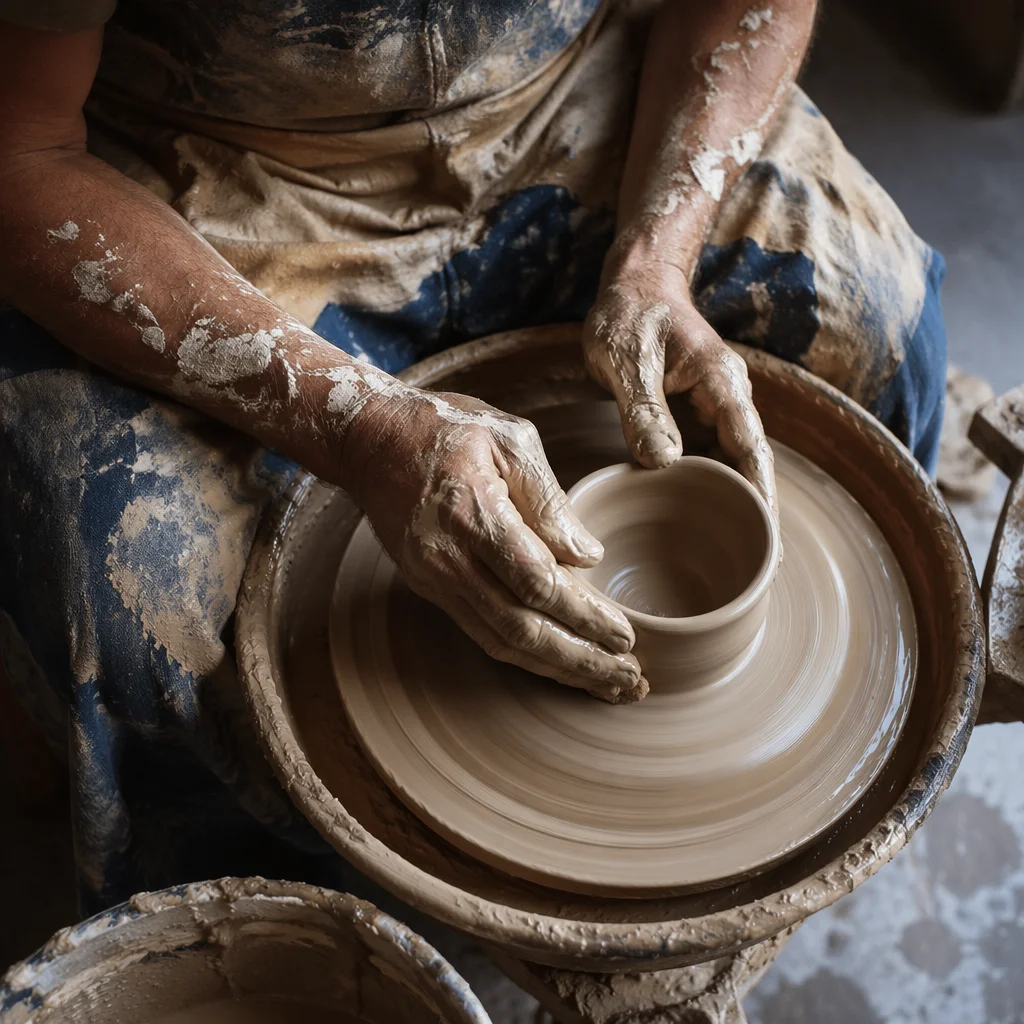 Potter Hands Shaping Clay Bowl