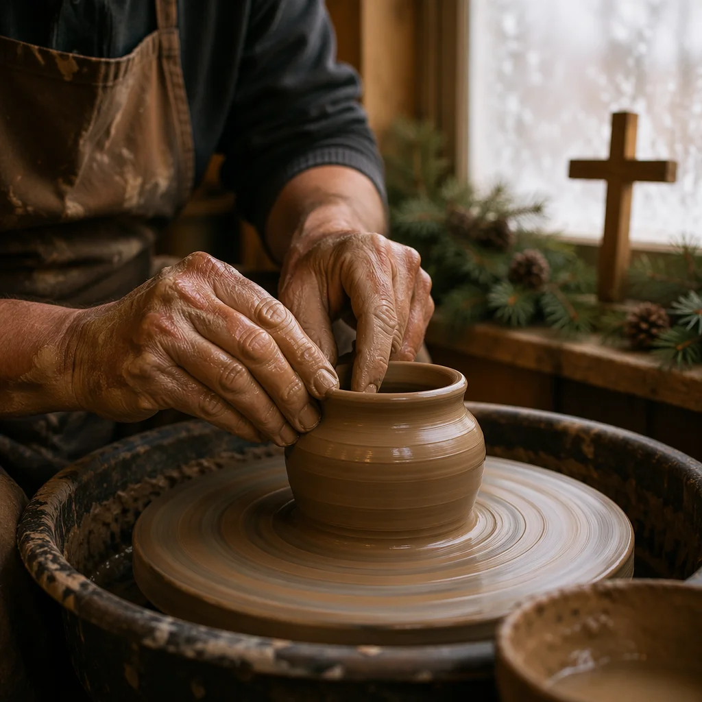 Potter Hands Shaping Clay in Faithful Renewal