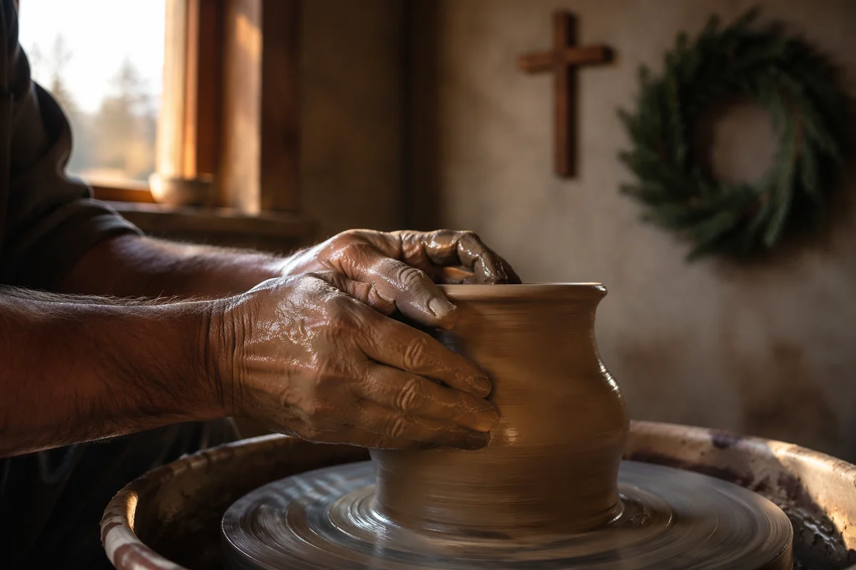 Potter Hands Shaping Clay in Faithful Renewal