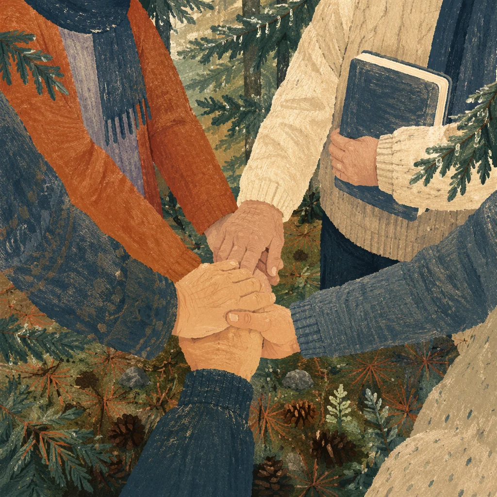 Prayer Group Hands in Evergreen Grove