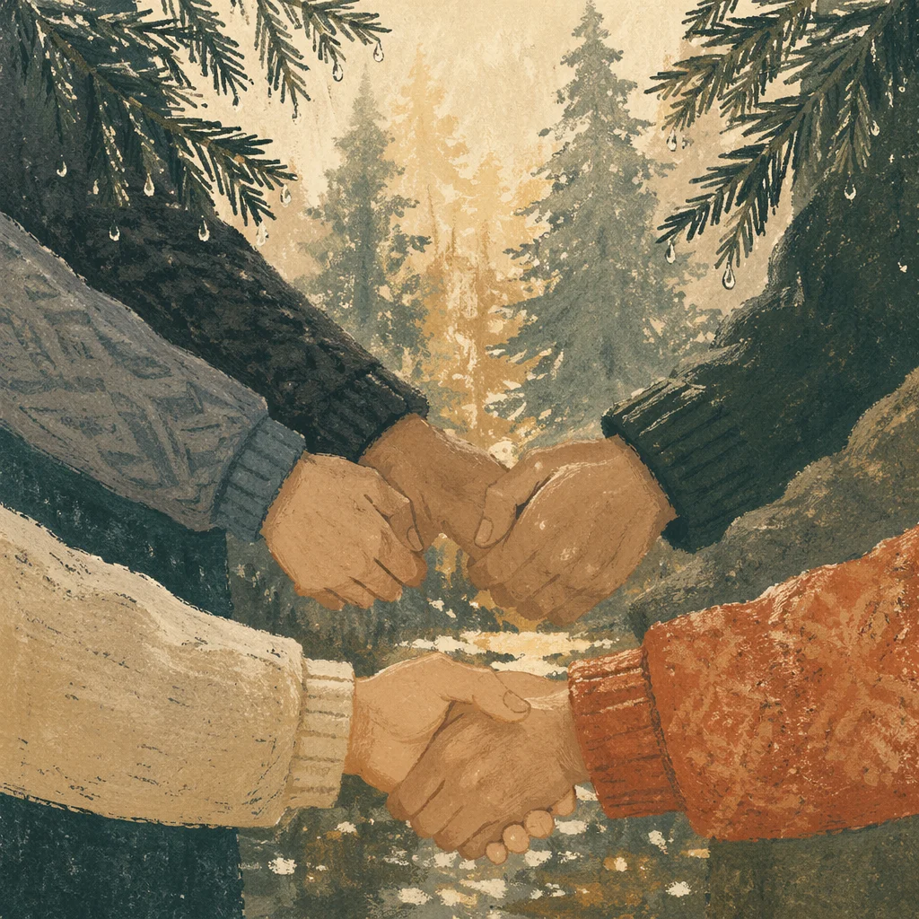 Prayer Group Hands in Evergreen Grove