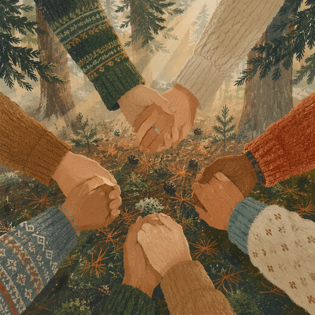 Prayer Group Hands in Evergreen Grove