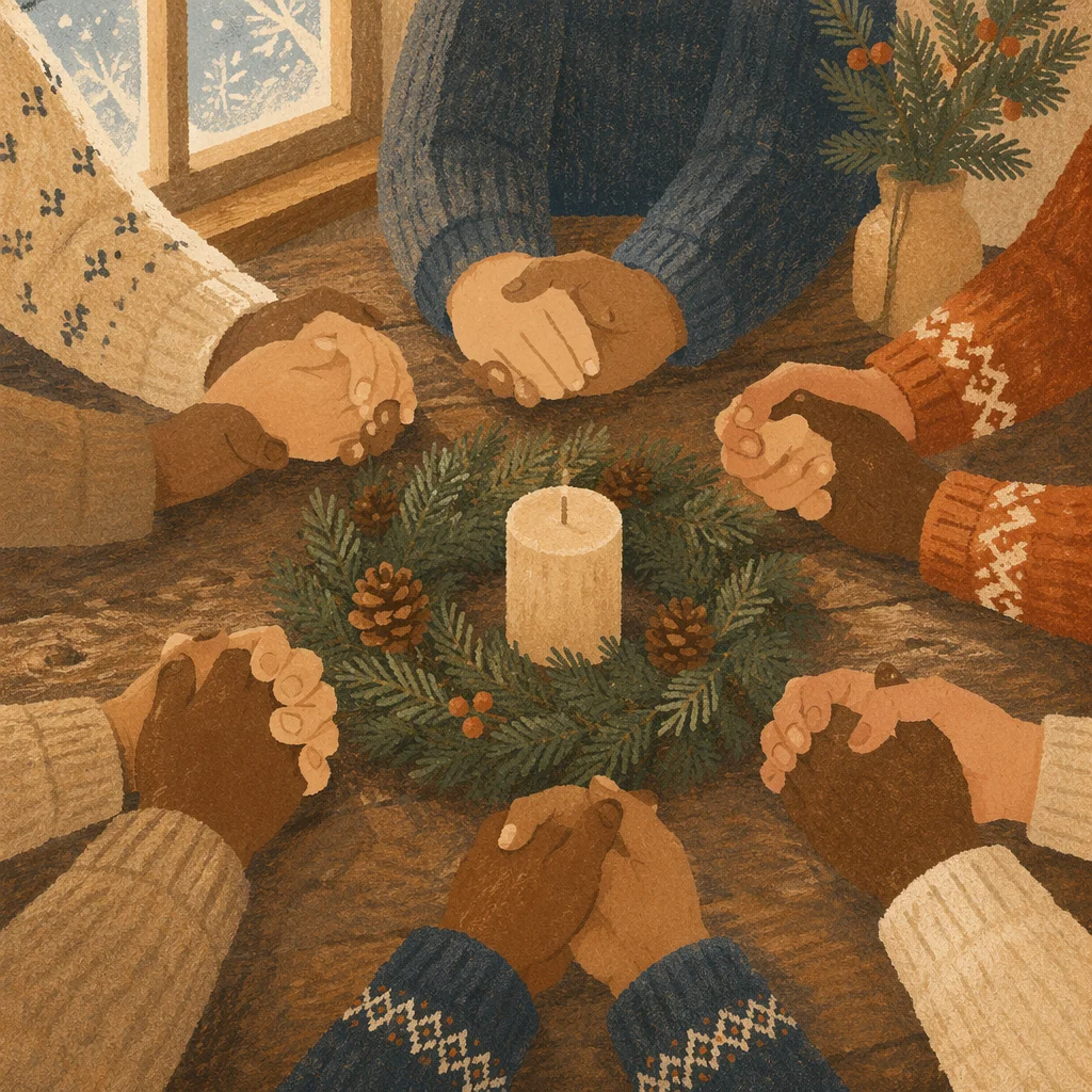 Evergreen Prayer Circle with Joined Hands