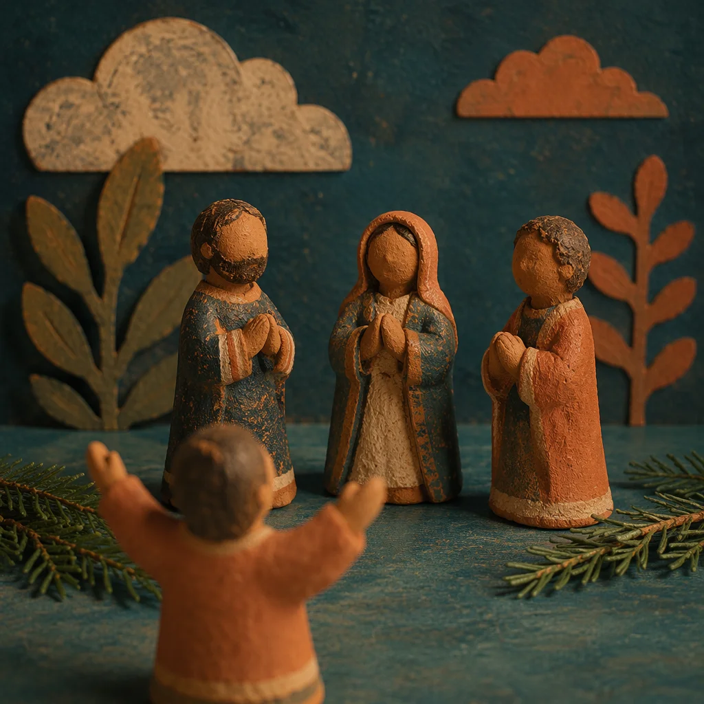 Terracotta Prayer Circle with Evergreen Sprigs