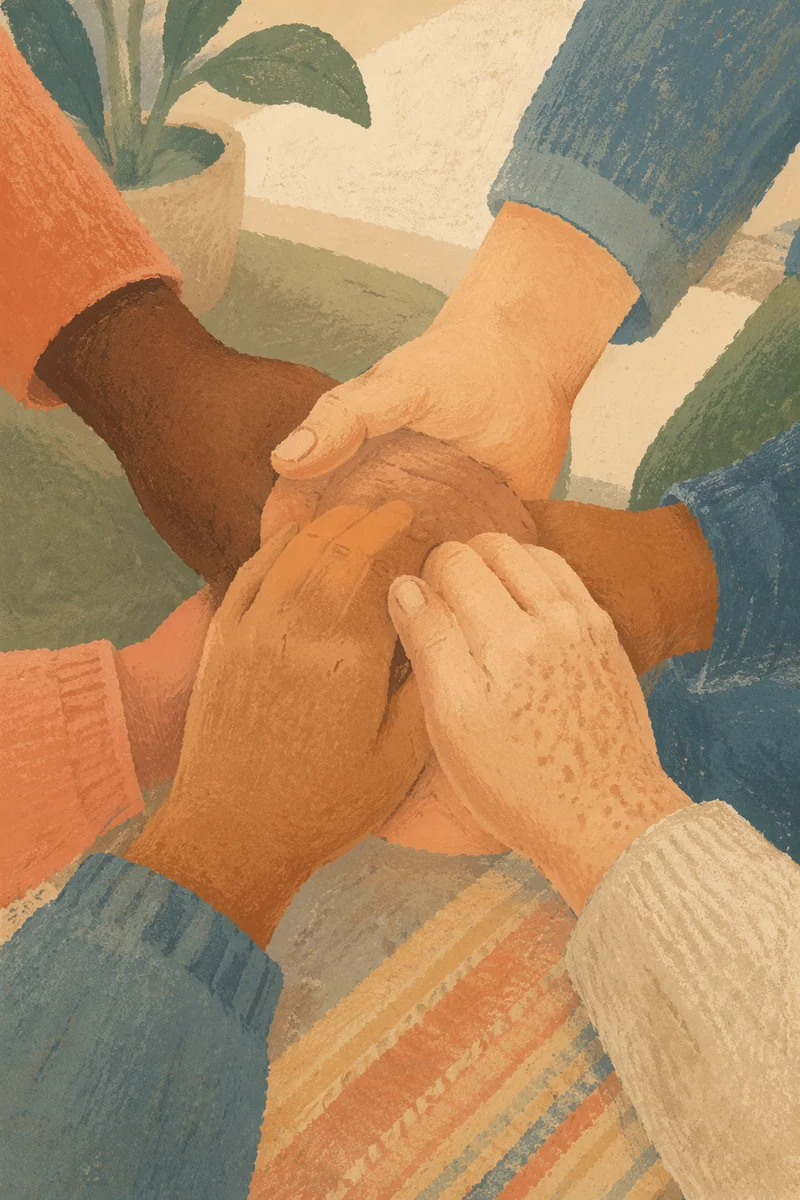 Prayer Circle Hands in Gentle Unity